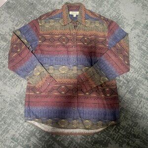 Men's Cabela's Aztec Print Button Up Shirt Sz Medium